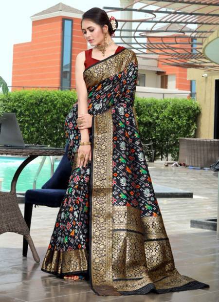 Black Colour NP 1229 Colours New Designer Exclusive Wear Heavy Banarasi Patola Printed Saree Collection 1229B